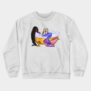 Mermaid with braids relaxing in luxurious bubble bath having a moment of tranquility  ! Crewneck Sweatshirt